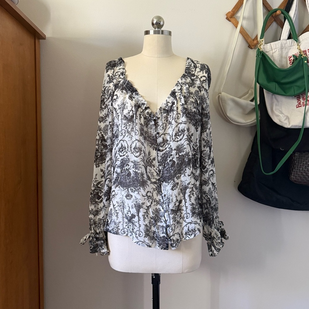 PAIGE / Kiki Blouse Parchment and Black Toile - Picture 2 of 7